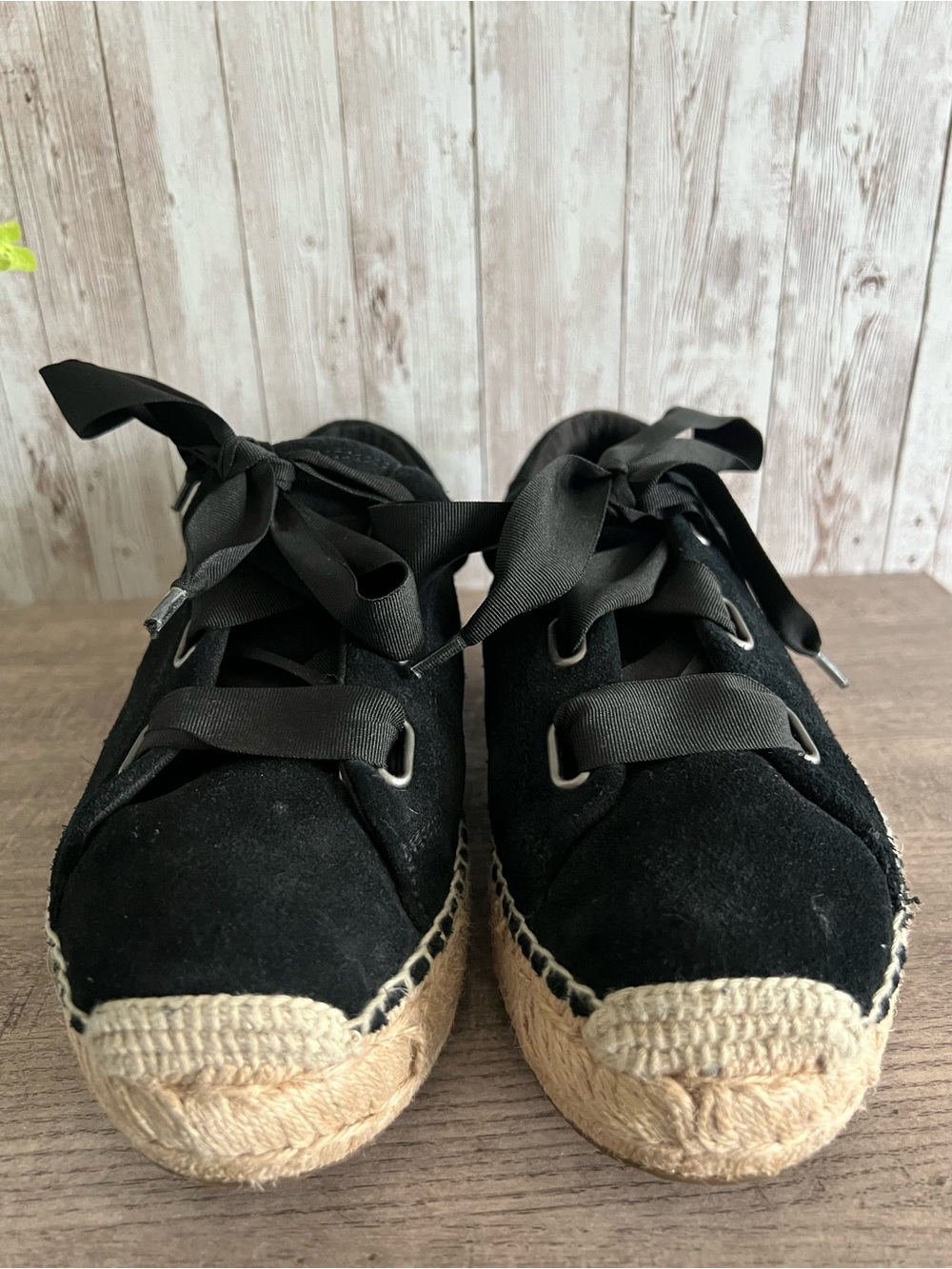 UGG Brianna Black Suede Espadrille Platform Sneakers Size 10 - Picture 3 of 6